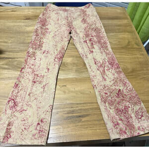 Womyn Pants Vintage Print Design Pink/Tan Size 4 Y2K Art Decor